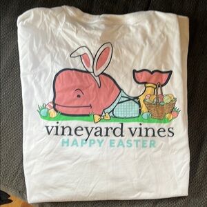 Vineyard Vines White Tee with Pink Easter Whale